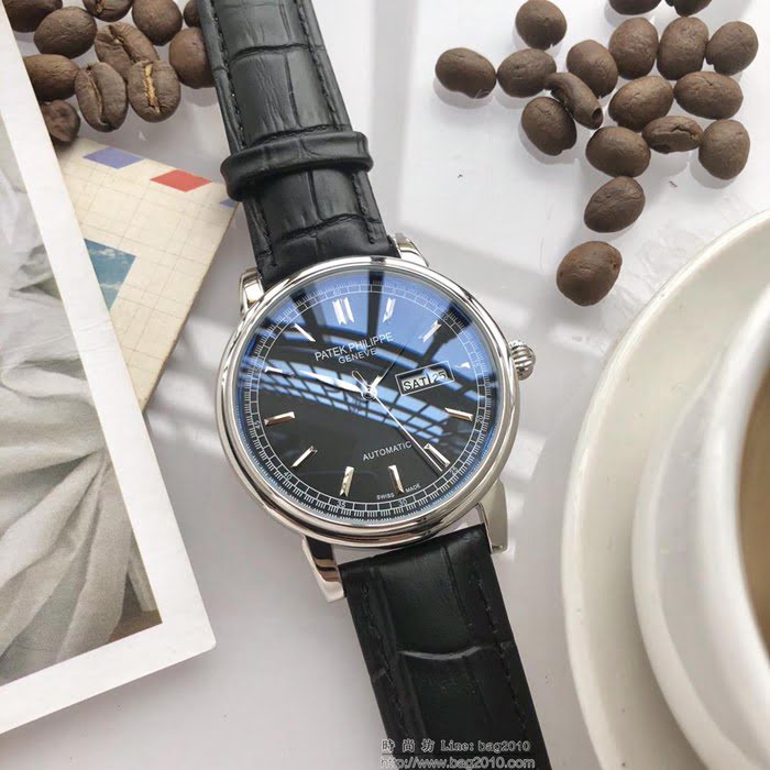 百達翡麗PATEK PHILPPE 頂級機械明珠機芯 真牛皮錶帶 精品男士腕表  wssb4735